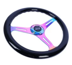 Träratt 350mm 3-ekrad Neo-Chrome Centrum Svart Ratt NRG