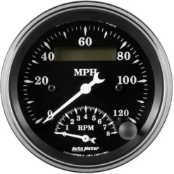 Varv-/hastighetsmätare 87mm 120MPH & 8000 RPM (Elektrisk) OLD TYME BLACK