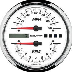 Varv-/hastighetsmätare 114mm 8000 RPM / 120 MPH Vit PRO-CYCLE