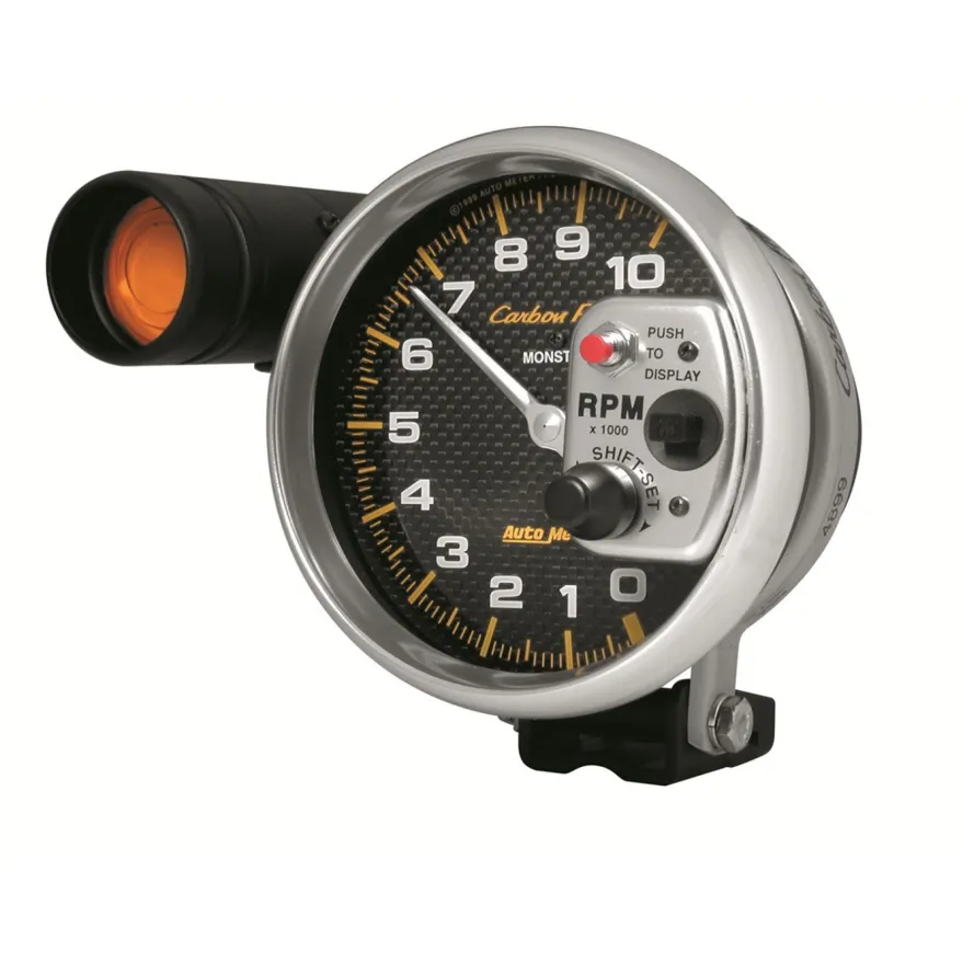 Varvräknare 127mm 10K RPM Pedestal Med Extern Shift Light Carbon Fiber