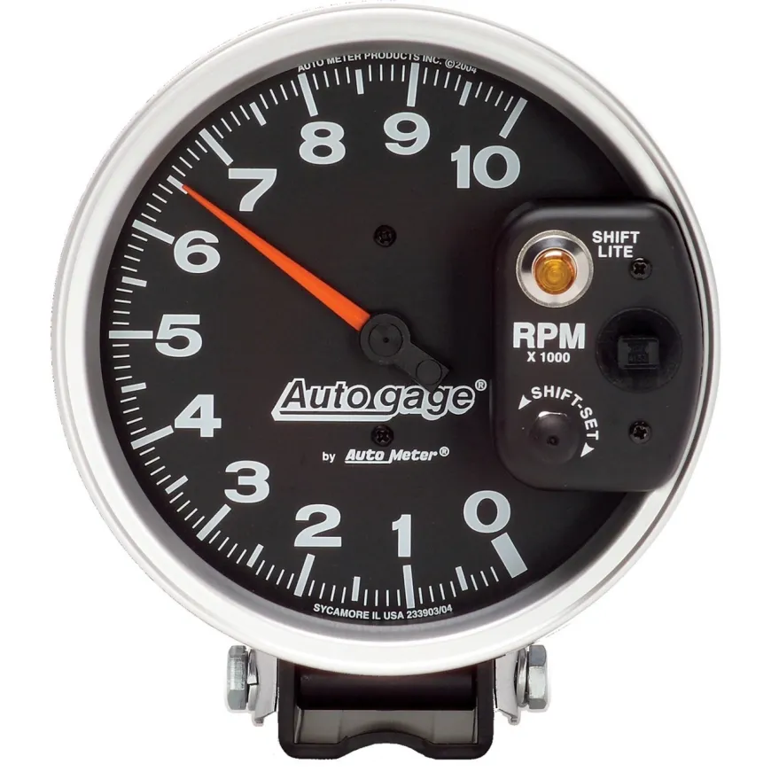 Varvräknare 127mm 10K RPM PEDESTAL W/ INT. SHIFT LIGHT Svart AUTO GAGE