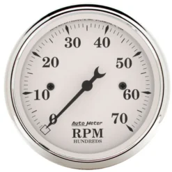 Varvräknare 80mm 7000 RPM In-Dash OLD TYME WHITE