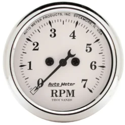 Varvräknare 52mm 7000 RPM In-Dash OLD TYME WHITE