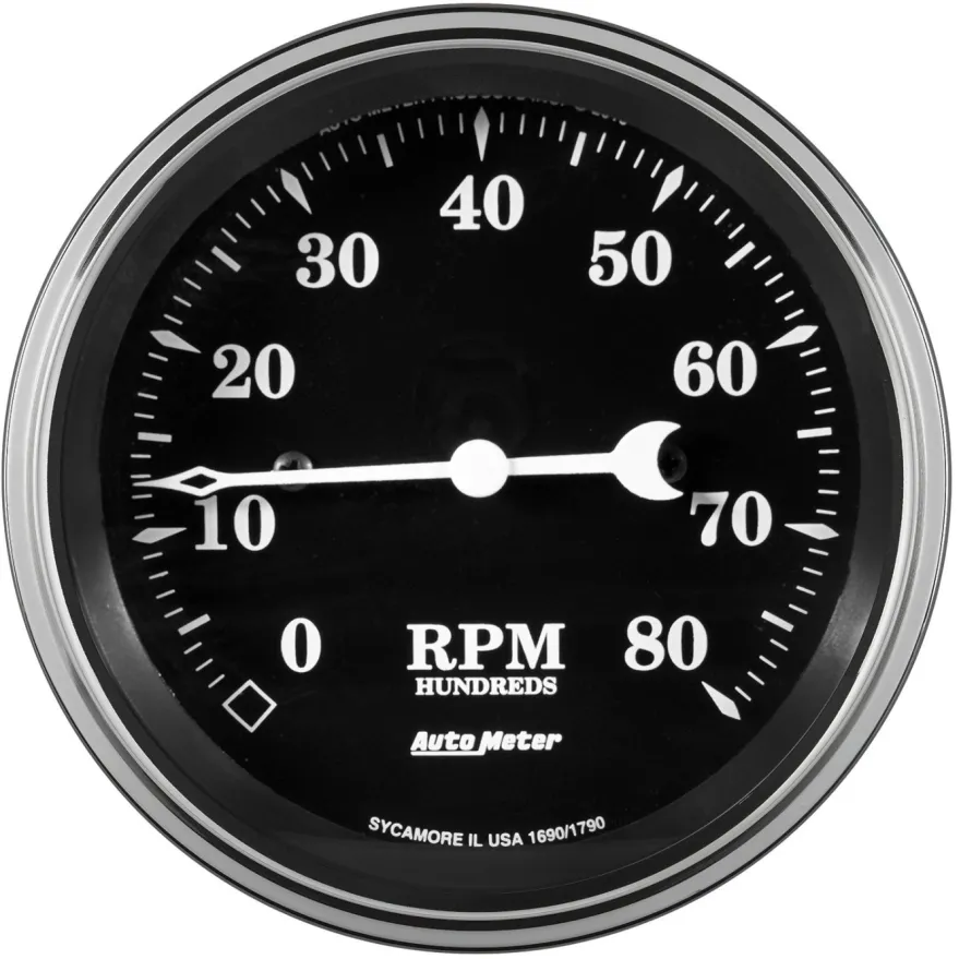 Varvräknare 87mm 8000 RPM In-Dash OLD TYME BLACK