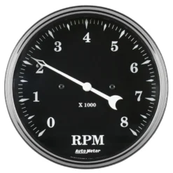 Varvräknare 127mm 8000 RPM In-Dash OLD TYME BLACK