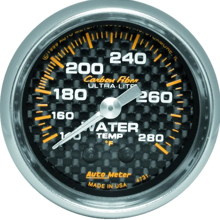 Vattentempmätare 52mm 140-280ºF (Mekanisk) CARBON FIBER