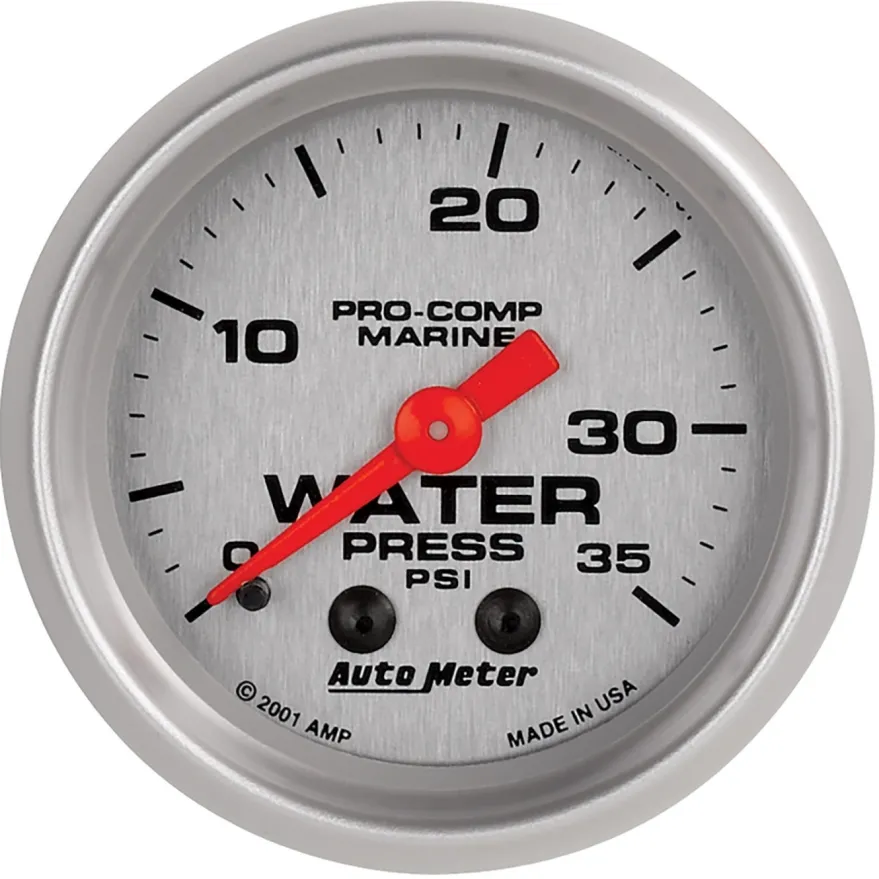 Vattentrycksmätare 52mm 35PSI (Mekanisk) MARINE SILVER