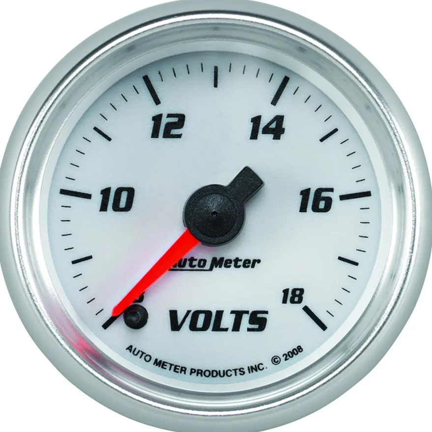 Voltmätare 52mm 18V (Digital Stepper-motor) Vit PRO-CYCLE
