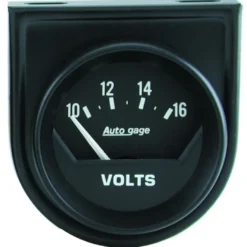 Voltmätare 2'' 16V SHORT SWEEP Svart AUTOGAGE
