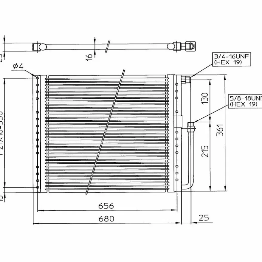 AC Kondensor Radiator 680 x 361 mm - SvartT7 Design