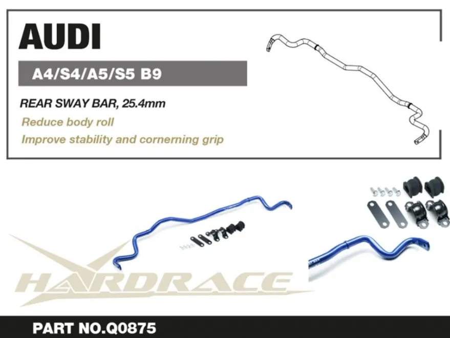 AUDI A4/S4/RS4/A5/S5/RS5 B9 16- Bakre Krängingshämmare 25.4MM Hardrace
