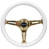 Classic Träratt 350mm 3-ekrad Guldigt Centrum Vit Ratt NRG