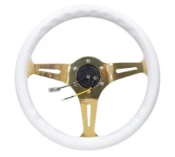 Classic Träratt 350mm 3-ekrad Guldigt Centrum Vit Ratt NRG