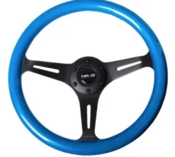 Classic Träratt 330mm 3-ekrad Mattsvart Centrum Blå Ratt NRG