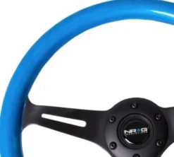 Classic Träratt 330mm 3-ekrad Mattsvart Centrum Blå Ratt NRG