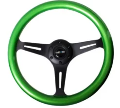 Classic Träratt 330mm 3-ekrad Mattsvart Centrum Grön Ratt NRG
