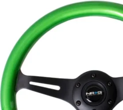 Classic Träratt 330mm 3-ekrad Mattsvart Centrum Grön Ratt NRG