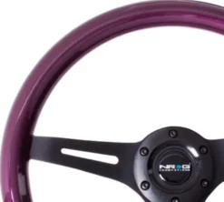 Classic Träratt 330mm 3-ekrad Mattsvart Centrum Lila Ratt NRG