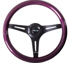 Classic Träratt 330mm 3-ekrad Mattsvart Centrum Lila Ratt NRG