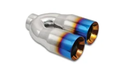 3.5'' Dubbla Runda Rostfria Utblås ''Burnt Blue''-Finish (Raka) 2,5''in Vibrant Performance