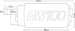 DW100 Bränslepump 165L/H In-Tank Deatschwerks (Bensin/E85)