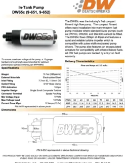 DW65C Bränslepump 265 L/H In-Tank Deatschwerks (Bensin/E85)