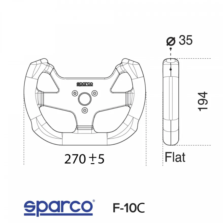 F-10C Racingratt Greppyta: Mocka, Diameter: 270mm, Djup: Plan, Antal Ekrar: 5st, Material: Kolfiber, Bultdelning: 3x50,8mm Sparco