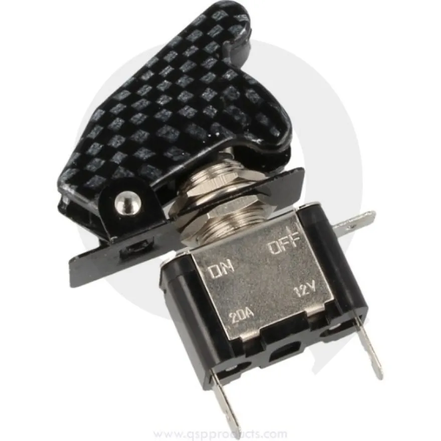 Flygplansswitch Kolfiberlook Lock / Röd-LED QSP Products