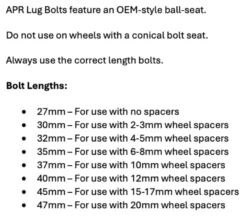 Hjulbultar 32mm För 4-5mm Spacers Svarta 10-Pack APR