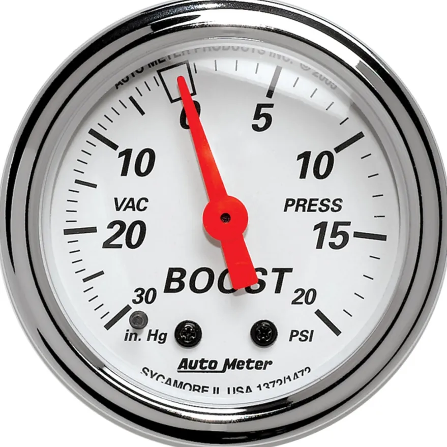 Laddtrycksmätare 52mm 30INHG-20PSI (Mekanisk) ARCTIC Vit