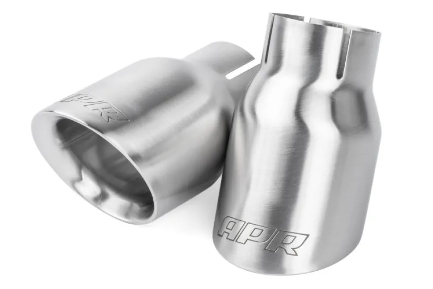 Ändrör 3.5 Tum Dubbelväggiga Snedskurna Borstad Silver 2-Pack APR