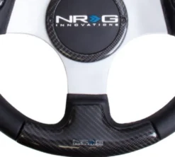 NRG Kolfiber-/Läder-ratt med Gummitutknapp 350mm