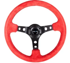 NRG Röd Sportratt Mocca med Svart Centrum 350mm (3'' Djup)