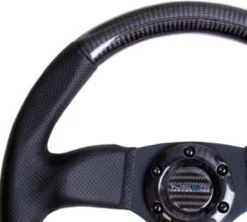 NRG Sportratt Kolfiber med Lädergrepp / Platt Botten 320mm
