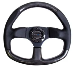 NRG Sportratt Kolfiber med Lädergrepp / Platt Botten 320mm