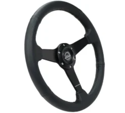 NRG Sportratt Läder med Svart Centrum 350mm (Flat)