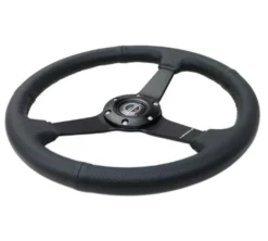 NRG Sportratt Läder med Svart Centrum 350mm (Flat)