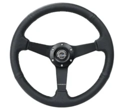 NRG Sportratt Läder med Svart Centrum 350mm (Flat)