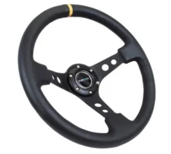 NRG Sportratt Läder med Svart Centrum / Gul Centermarkering (3'' Djup)