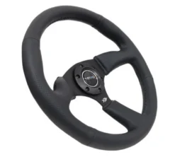 NRG Sportratt Läder med Svart Centrum 350mm (2.5'' Djup)