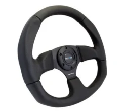 NRG Sportratt Läder ''Racestyle'' med Svarta Sömmar / Platt Botten