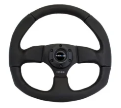 NRG Sportratt Läder ''Racestyle'' med Svarta Sömmar / Platt Botten