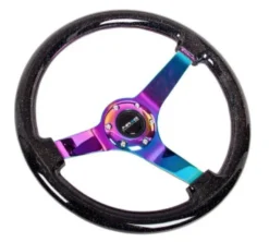 NRG Svart ''Glittrig'' Träratt med Neochrome Centrum 350mm (3'' Djup)
