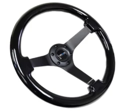 NRG Svart Träratt med Svart Centrum 350mm (3'' Djup)