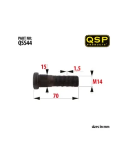 Pinnbult med splines QSP M14 x 1.5, 15mm