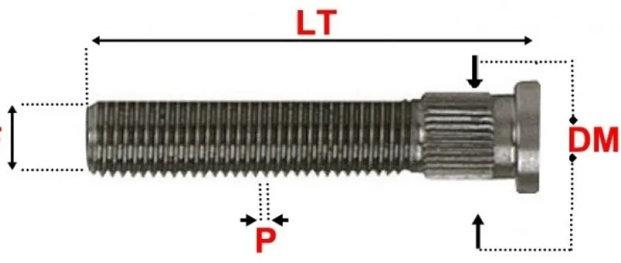 Pinnbult M14x1.5 / Splines 15,4mm Sparco