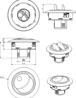 Rund Luft Ventilation Stor (Skruvad) 45mm (1.75'')