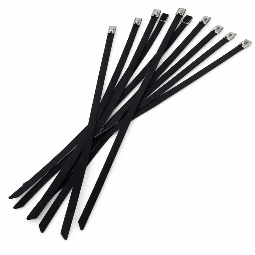 Svarta Buntband / Låsband i Rostfritt Stål (10-Pack) Bahnmeister