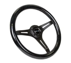 Träratt 350mm 3-ekrad Mattsvart Centrum Glittrig Svart Ratt NRG