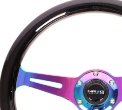 Träratt 350mm 3-ekrad Neo-Chrome Centrum Svart Ratt NRG